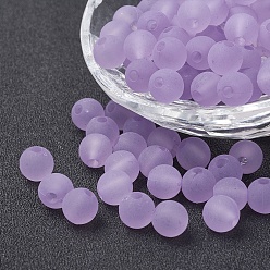 Lilac Transparent Acrylic Beads, Round, Frosted, Lilac, 8mm, Hole: 1.5mm, about 1820pcs/500g
