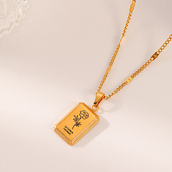 Цветок 304 Кулон-подвеска в виде цветка-символа рождения из нержавеющей стали для женщин, реальный 18 k позолоченный, октябрьский космос, 18.11 дюйм (46 см)