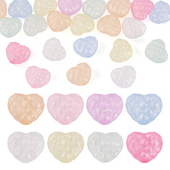 (52) Непрозрачная лаванда Светящиеся прозрачные акриловые бусины, сердце, с блеском порошок, светится в темноте, разноцветные, 17x20x10 мм, отверстие : 2.8 мм, 30 шт