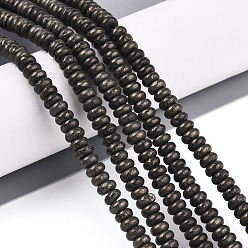Пирит Природного пирита бисер нитей, рондель, 4~4.5x2~2.5 мм, отверстие : 0.7 мм, около 151~152 шт / нитка, 15.16~15.35'' (38.5~39 см)