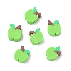 Лайм Бусины из полимерной глины , яблоко, желто-зеленые, 9~11x9x4.5 мм, отверстие : 2 мм