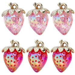(52) Непрозрачная лаванда 24шт 2 цветные подвески из прозрачного акрила, клубника, разноцветные, 32x23x14.5 мм, отверстие : 2.5 мм, 12 шт / цвет
