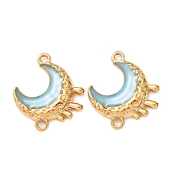 Синий 304 Соединительные элементы в виде полумесяца из нержавеющей стали с эмалированным покрытием, ионное покрытие (ip), реальный 18 k позолоченный, синие, 24x21.5x4 мм, отверстие : 2.5 мм