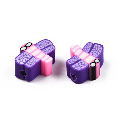 Blue Violet Handmade Polymer Clay Beads, Dragonfly, Blue Violet, 5~8.5x9~11.5x4.5~5mm, Hole: 1.2~1.6mm