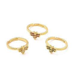 (52) Непрозрачная лаванда Регулируемое кольцо с медоносной пчелой из кубического циркония, настоящие позолоченные украшения из латуни для женщин, без кадмия и без свинца, разноцветные, размер США 18 (7 мм)