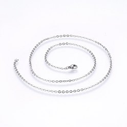Stainless Steel Color 304 Stainless Steel Cable Chains Necklaces, with Lobster Claw Clasps, Stainless Steel Color, 17.7 inch(45cm), 1.2mm