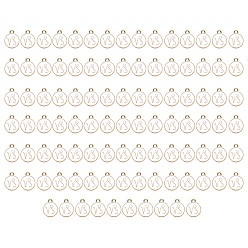 Capricorn Alloy Enamel Pendants, Flat Round with Constellation, Light Gold, White, Capricorn, 15x12x2mm, Hole: 1.5mm, 100pcs/Box