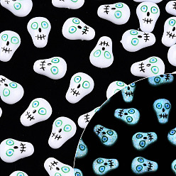 Skull Тема хеллоуин светящаяся смола декоден кабошоны, светится в темноте, череп, 12x8.5x3.5 мм