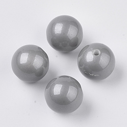 Light Grey Opaque Spray Painted Acrylic Beads, Miracle Beads, Round, Light Grey, 20x19.5mm, Hole: 3mm