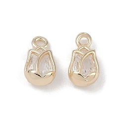 Echt 18 k vergoldet Messing mit Glasanhängern, Blumencharme, echt 18 k vergoldet, 10x5x3 mm, Bohrung: 1 mm