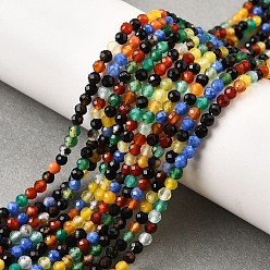 (52) Непрозрачная лаванда Природный агат бисер нитей, окрашенная и подогревом, граненые, круглые, разноцветные, 3 мм, отверстие : 0.6 мм, около 125~126 шт / нитка, 14.96~15.16'' (38~38.5 см)