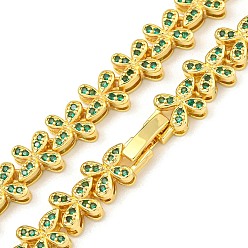 Зеленый Ожерелья с звеньями бабочки из латуни и циркония, долговечный, без кадмия и без свинца, реальный 18 k позолоченный, зелёные, 16.30 дюйм (41.4 см)