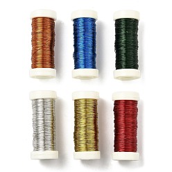 (52) Непрозрачная лаванда 6 рулоны 6 цвета выпечка окрашенная железная проволока, круглые, разноцветные, 0.3 мм, около 164.04 футов (50 м) / рулон, 1 рулон / цвет
