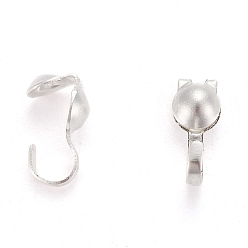 Silver Iron Bead Tips, Calotte Ends, Clamshell Knot Cover, Silver Color Plated, Size: about 9mm long, 3mm wide, 3mm inner diameter, hole: about 1.5mm