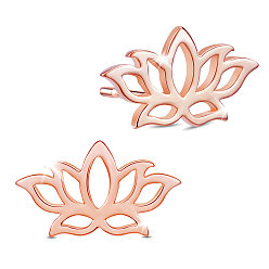 Roségold 925 Sterling Silber Ohrstecker, Lotus, Roségold, 6.19x11.77 mm
