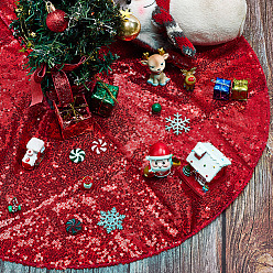 Красный Елочная юбка из полиэстера, с блестками, для украшения рождественской вечеринки, плоско-круглые, красные, 600~610x0.5 мм