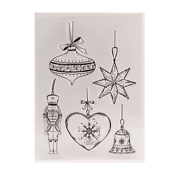 Clear Christmas Bell TPR Plastic Stamps, for DIY Scrapbooking, Photo Album Decorative, Cards Making, Clear, 155x110mm