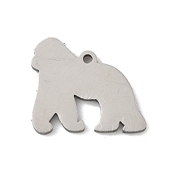 Нержавеющая Сталь Цвет 201 прелести нержавеющей стали, лазерная резка, горилла очарование, анти-тускнение, цвет нержавеющей стали, 10x11x1 мм, отверстие : 1 мм