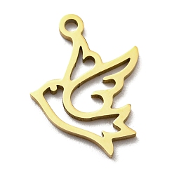 Настоящее золото 18K Ионное покрытие (ip) 316l подвески из хирургической нержавеющей стали, без никеля , лазерная резка, очарование птицы, реальный 18 k позолоченный, 17x13x1 мм, отверстие : 1.4 мм