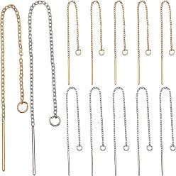 Золотой & Цвет Нержавеющей Стали 20 пары 2 цвета 304 фурнитура для сережек из нержавеющей стали, выводы ушной нити, золотые и нержавеющая сталь цвет, 90~94x1.2 мм, штифты : 0.8 мм, 10 пары / цвет