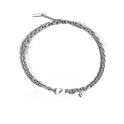 Sagittarius Men's Constellation Stainless Steel Necklace, Cable & Curb Chains Double Layer Necklace, Sagittarius, 20.08~31.50 inch(51~80cm)