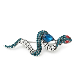 Античное Серебро Броши из змеиного сплава со стразами для одежды рюкзака, античное серебро, 22.5x58 мм
