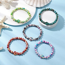 (52) Непрозрачная лаванда Синтетические бирюзовые браслеты с бусинами для женщин и мужчин, черепаха, разноцветные, внутренний диаметр: 2-1/8 дюйм (5.5 см)