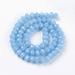 Mixed Color Glass Beads Strands, Imitation Jade Style, Faceted, Rondelle, Mixed Color, 8x6mm, Hole: 1mm, about 68~70pcs/strand, 15 inch
