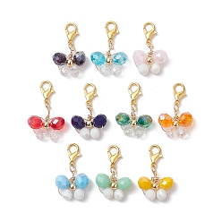 (52) Непрозрачная лаванда Подвесные украшения из сплава стекла, бабочка, разноцветные, 28~29 мм