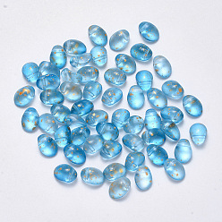 Light Sky Blue Transparent Spray Painted Glass Charms, Oval, Light Sky Blue, 8.5x6x4.5mm, Hole: 1mm