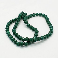 Green Natural Mashan Jade Round Beads Strands, Dyed, Green, 10mm, Hole: 1mm, about 41pcs/strand, 15.7 inch