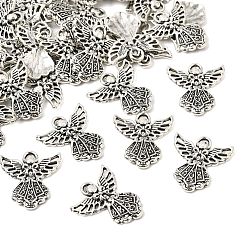 Antique Silver Tibetan Style Alloy Pendants, Angel, Cadmium Free & Lead Free,, Antique Silver, 26x23x2.5mm, Hole: 1.5x4mm, about 450pcs/1000g