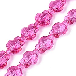 Magenta Transparent Glass Beads Strands, Turtle, Dyed & Hearted, Magenta, 17.5~18.5x13.5~14x8~8.5mm, Hole: 1~1.2mm, about 40~45pcs/strand, 26.77~30.12 inch(68~76.5cm)