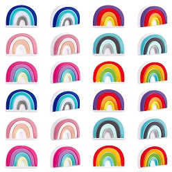 (52) Непрозрачная лаванда 18 шт. 6 цвета радуги силиконовые фокусные бусины оптом радуга свободные распорные бусины шарм цвет силиконовые бусины набор для DIY ожерелье браслет серьги брелок ремесло изготовление ювелирных изделий, разноцветные, 17.5x25x9 мм, отверстие : 2 мм