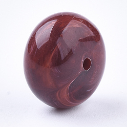 Dark Red Acrylic Beads, Imitation Gemstone Style, Two Tone Color, Abacus, Dark Red, 15x9mm, Hole: 1.8mm, about 350pcs/500g