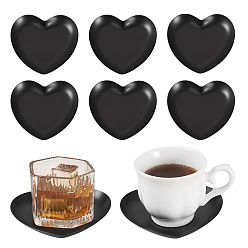 Черный 6шт. лоток из нержавеющей стали, лоток для хранения, органайзер для косметических украшений, сердце, чёрные, 91x87x11.5 мм