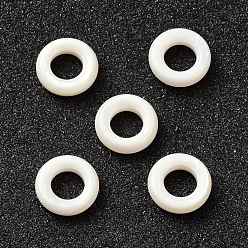 Белый Природные подвески оболочки пресноводных, кольцо, белые, 10x3 мм, отверстие : 5 мм