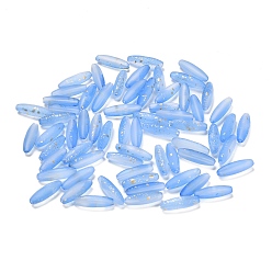 Васильковый Матовые стеклянные бусины, рис, золотой фольгой, васильковый, 21.5x6.5 мм, отверстие : 1.4 мм, Около 915 шт / 1000 г