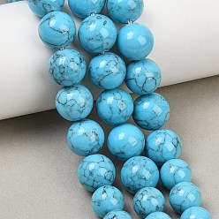 Blue Synthetic Turquoise Graduated Beads Strands, Dyed, Smooth Round, Blue, 6~12mm, Hole: 1~1.4mm, about 53pcs/strand, 17.32''(44cm)