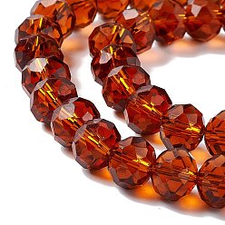 Dark Goldenrod Handmade Glass Beads, Faceted Rondelle, Dark Goldenrod, 10x7mm, Hole: 1mm, about 70~72pcs/strand