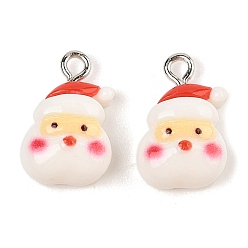 Santa Claus Подвески из непрозрачной смолы на рождественскую тематику, с железной платиной петлей, Дед Мороз, 17x11x6.5 мм, отверстие : 2 мм