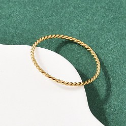 Золотой 304 кольца для пальцев из нержавеющей стали для женщин, Скрученное кольцо, ионное покрытие (ip), золотые, 1 мм, размер США 6 3/4 (17.1 мм)