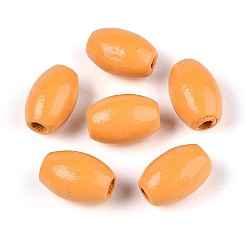 Оранжевый Окрашенные распылением деревянные бусины Schima, рис, оранжевые, 12~12.5x7.5~8.5 мм, отверстие : 2~2.5 мм