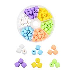 Mixed Color 6 Colors Polymer Clay Bead Strands, Column, Mixed Color, 5~7x6mm, Hole: 1.5~2mm, 132~144pcs/box
