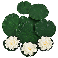 Белый Искусственный лист и цветок лотоса из вспененного ЭВА, для аквариума, домашнего сада, свадебных украшений, белые, 98~165x130 мм, 3 шт / цвет