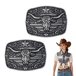 Antique Silver 2Pcs Zinc Alloy Smooth Buckles, Belt Fastener for Men, Antique Silver, 67x89x17mm