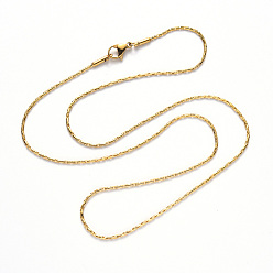 Golden Vacuum Plating 304 Stainless Steel Coreana Chain Necklace, with Lobster Claw Clasp, Golden, 19.68 inch(50cm)x0.9mm