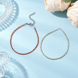 Оранжевый Набор браслетов из стеклянных бусин для женщин, оранжевые, 7-3/8~7-1/2 дюйм (18.7~19 см)