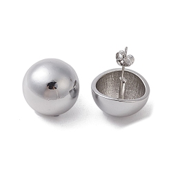 Платина Латунь серьги, полукруглый, платина, 16.5 мм