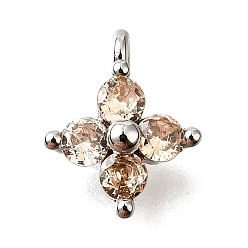 Платина Латунные микро проложить кубического циркония подвески, без кадмия, без никеля и без свинца, , платина, 9.5~10x7.5~8x3 мм, отверстие : 1.2 мм